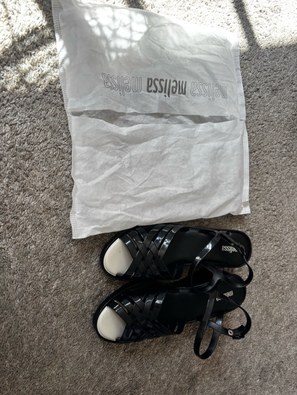 Melissa Black Woven Jelly wedges